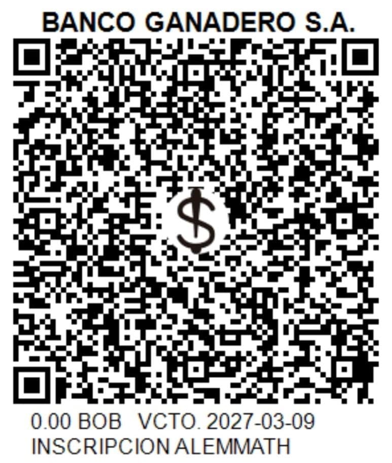 QR de pago Banco Ganadero para inscripcion AlemMath